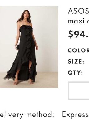 ASOS Black Ruffle Maxi Dress